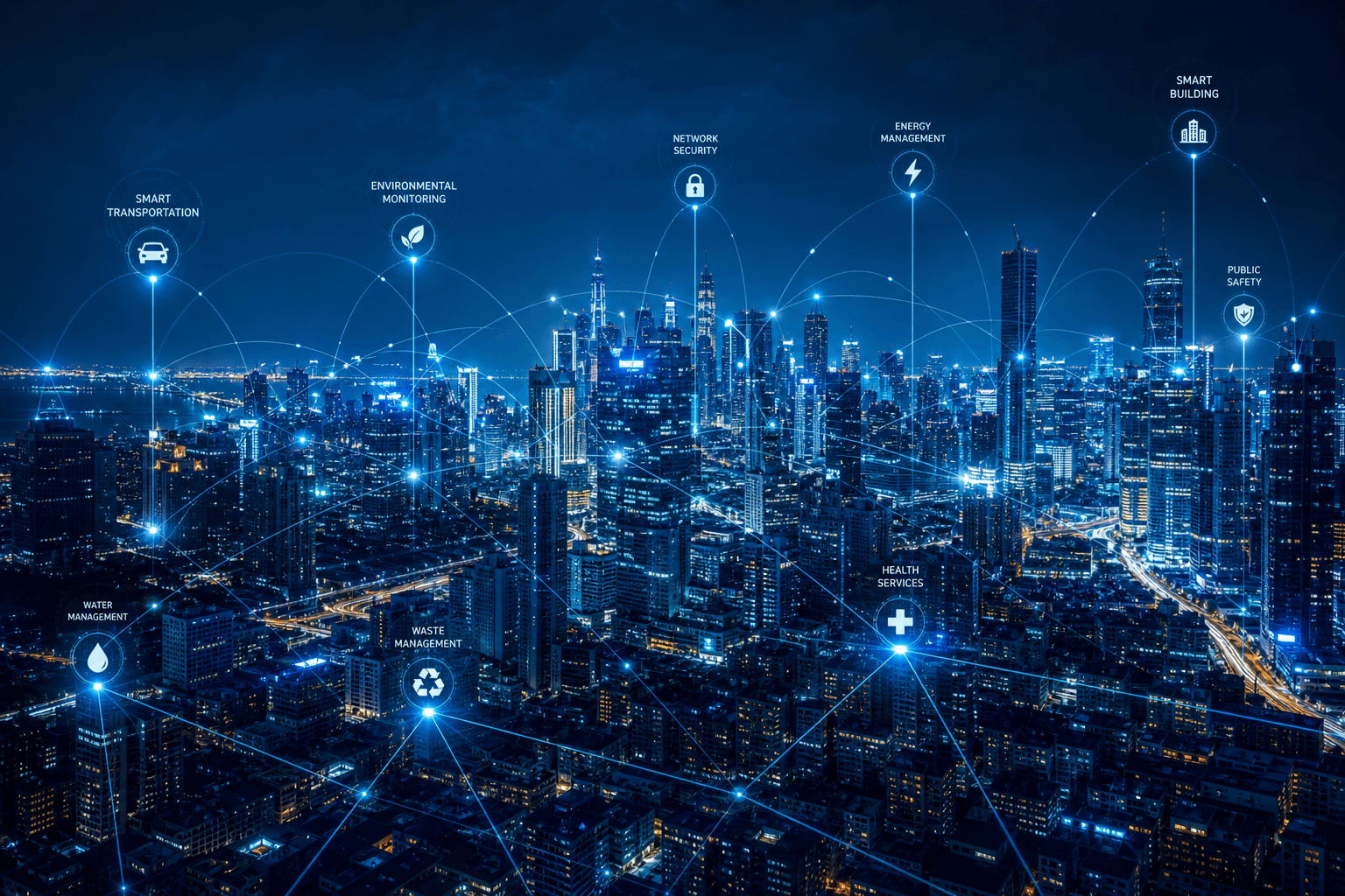 Akıllı şehir ve IoT bağlantılı altyapı konsepti